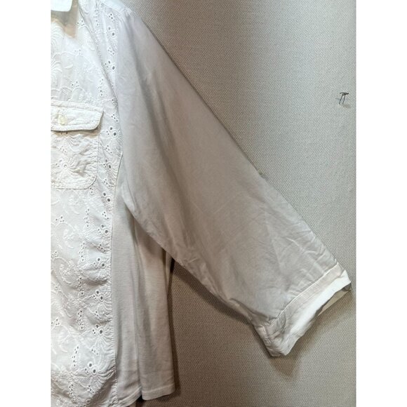 Croft & Borrow Women's Embroidered Button Down Shirt Long Sleeve Size XXL White - Picture 5 of 11